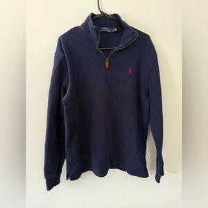 Polo Ralph Lauren Quarter Zip Sweatshirt Pullover Sweater Navy Blue Size M